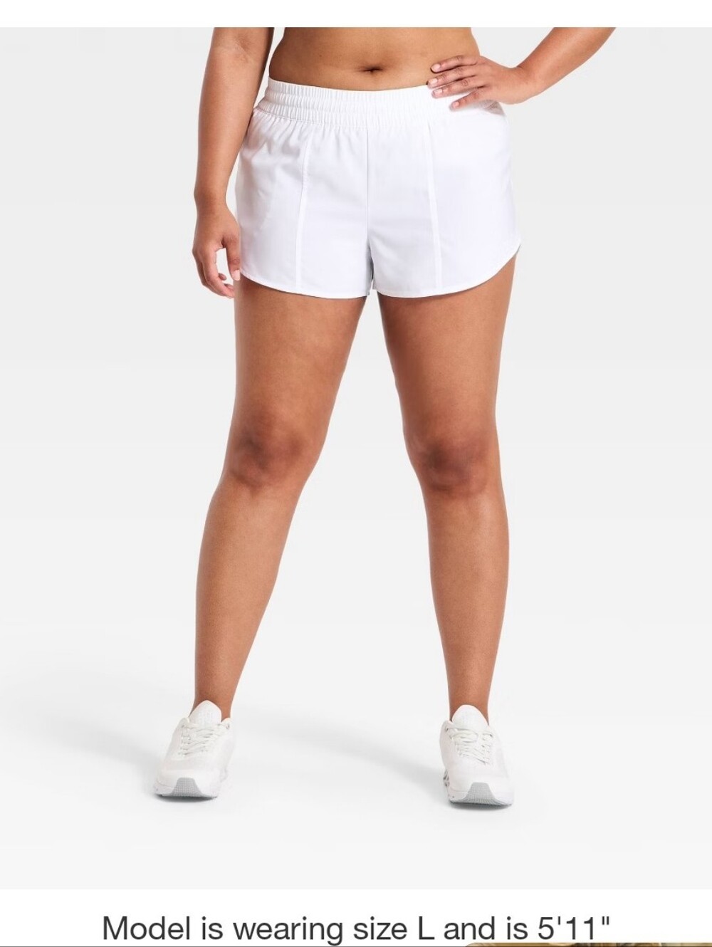 All In Motion Run Shorts Mid Rise Elastic-Waist White Large G093